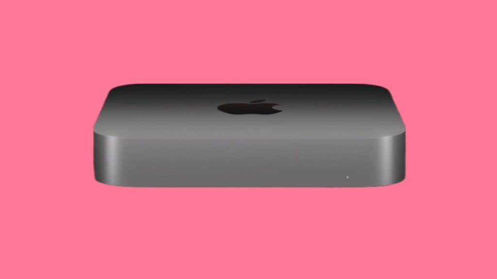 M2 Mac Mini against solid background