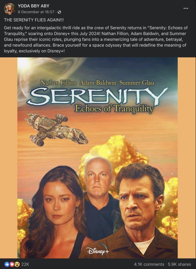 The fake poster for Serenity: Echoes of Tranquility 