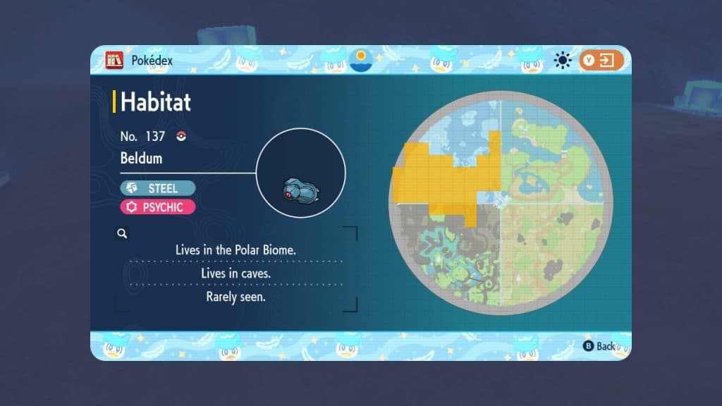 Beldum location in Pokemon Scarlet and Violet's Pokedex