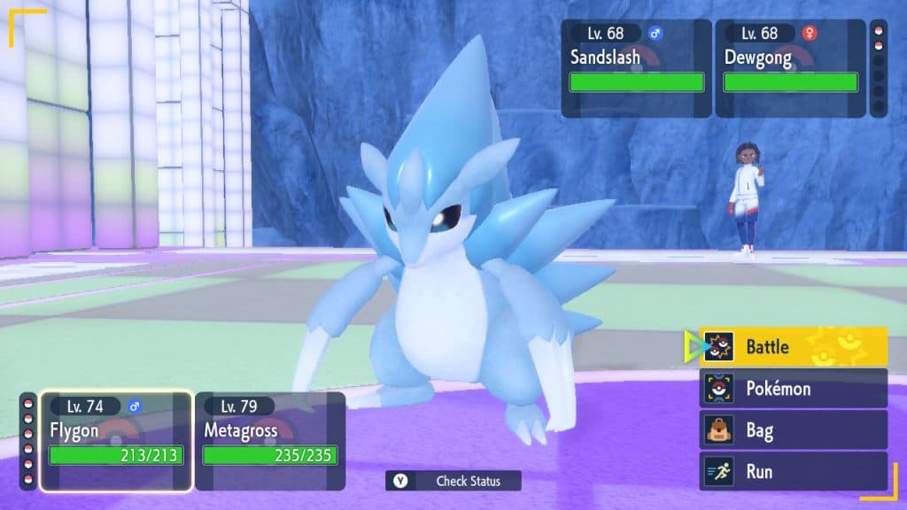 An Alolan Sandslash in one of Drayton's Elite Trial battles