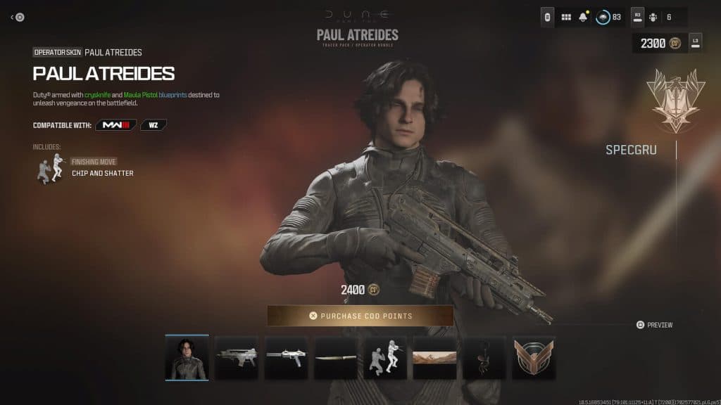 How to get Paul Atreides (Timothée Chalamet)  Dune Operator in MW3 & Warzone