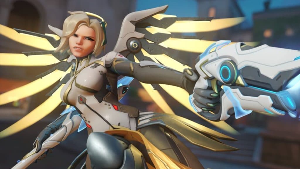 Mercy using her pistols in Overwatch 2