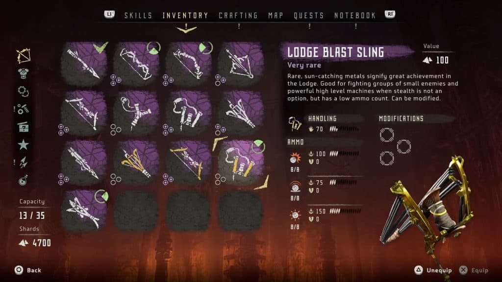 Horizon Zero Dawn weapons lodge blast sling