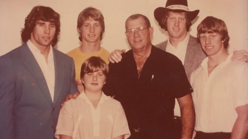 Wrestling family Kerry, Kevin, Chris, Fritz, David and Mike Von Eric.