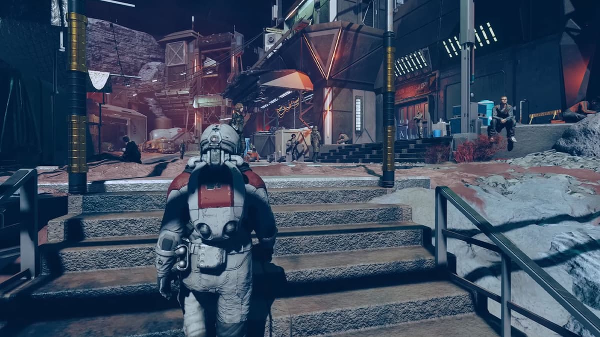 starfield player walking through dazra city in shattered space expansion