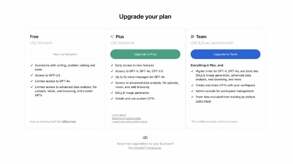 ChatGPT Plans