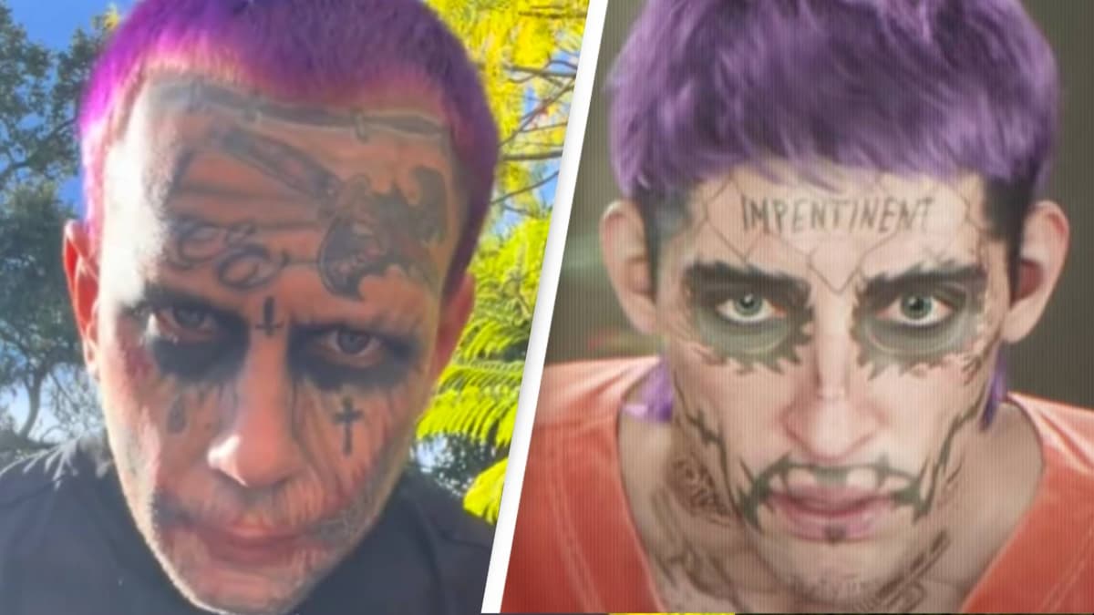 Florida Joker next to lookalike character in GTA 6 trailer.