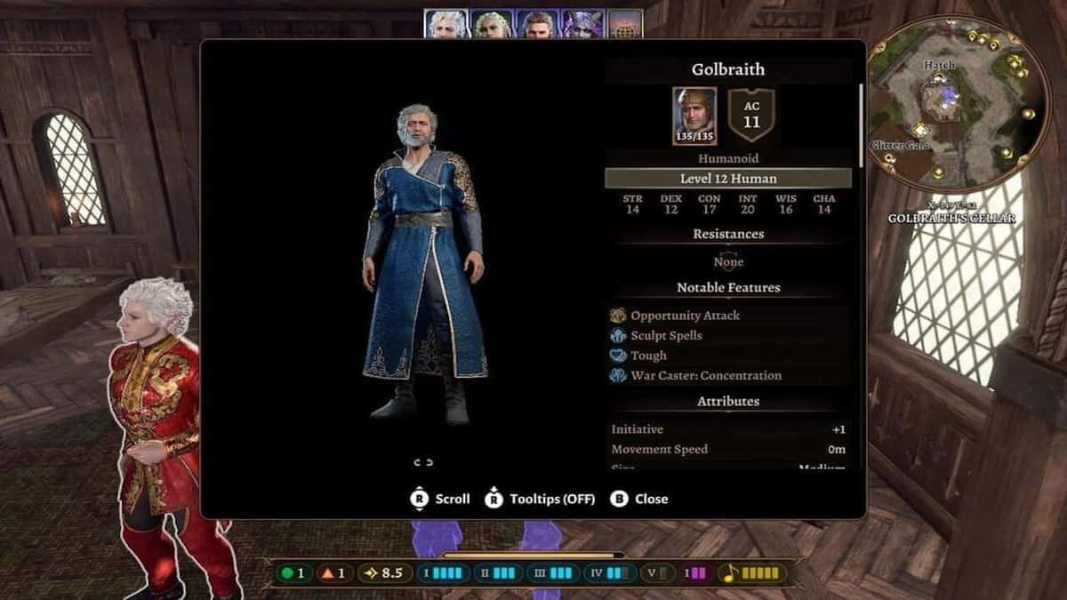 Baldur's gate 3 Golbraith character screen