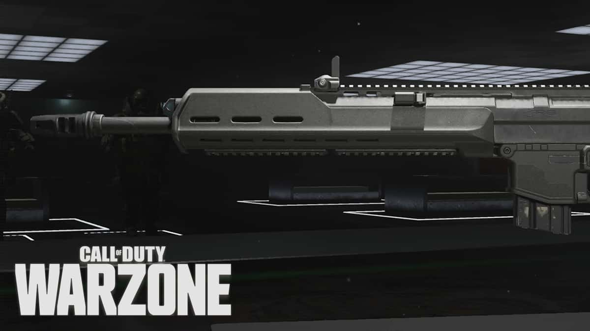 MCW 6.8 marksman rifle with Warzone logo.