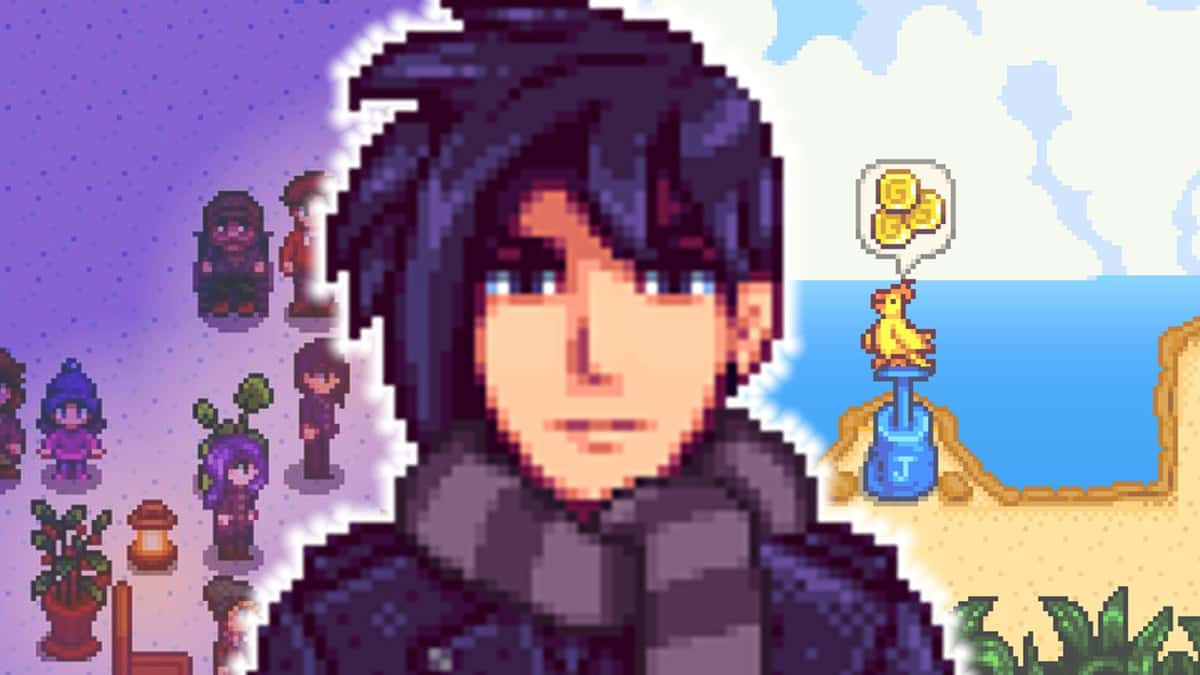 Sebastian in his winter outfit over Stardew Valley update 1.6 screenshots