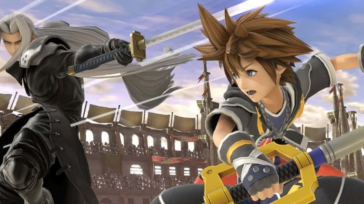 Sora fighting Sephiroth in Super Smash Bros Ultimate