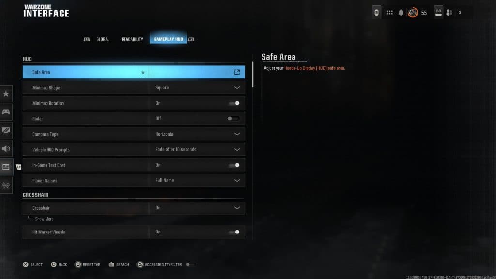 Warzone interface settings after BO6