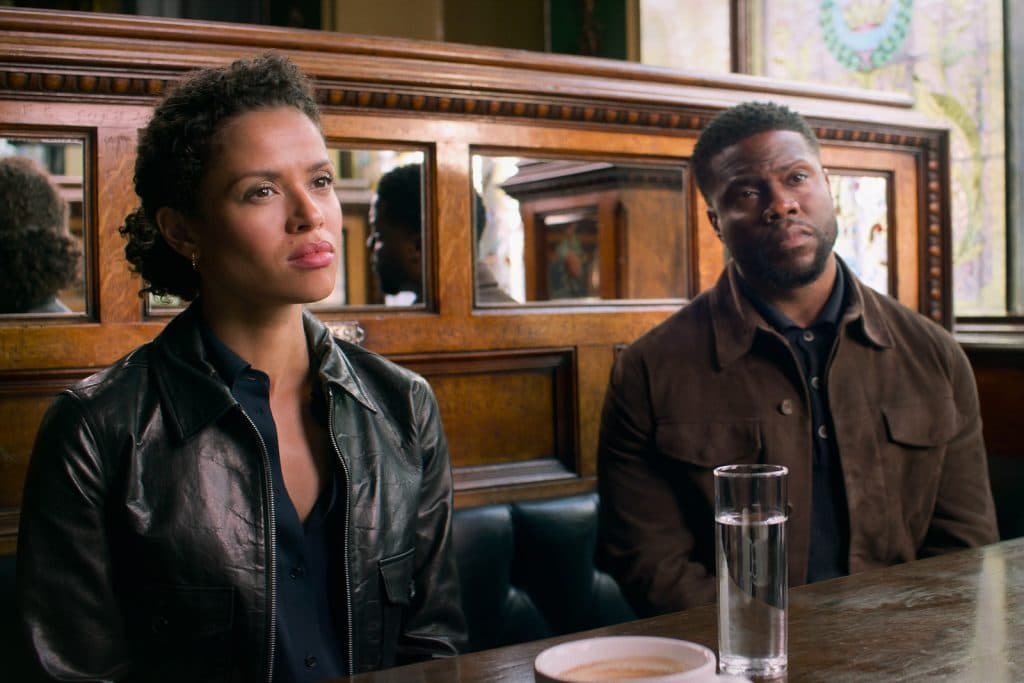 Gugu Mbatha-Raw and Kevin Hart in Lift