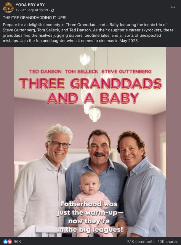 The fake poster for Three Granddads and a Baby