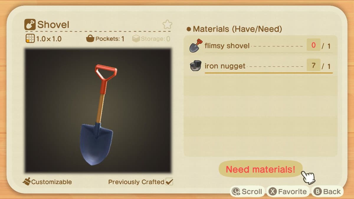 Standard shovel Animal Crossing