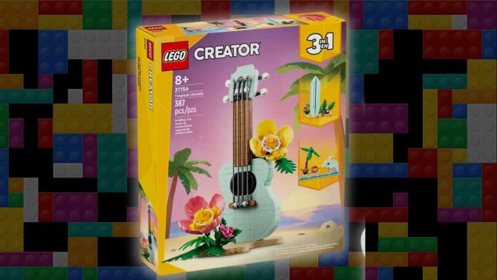 LEGO Creator 3in1 Tropical Ukulele on a LEGO background