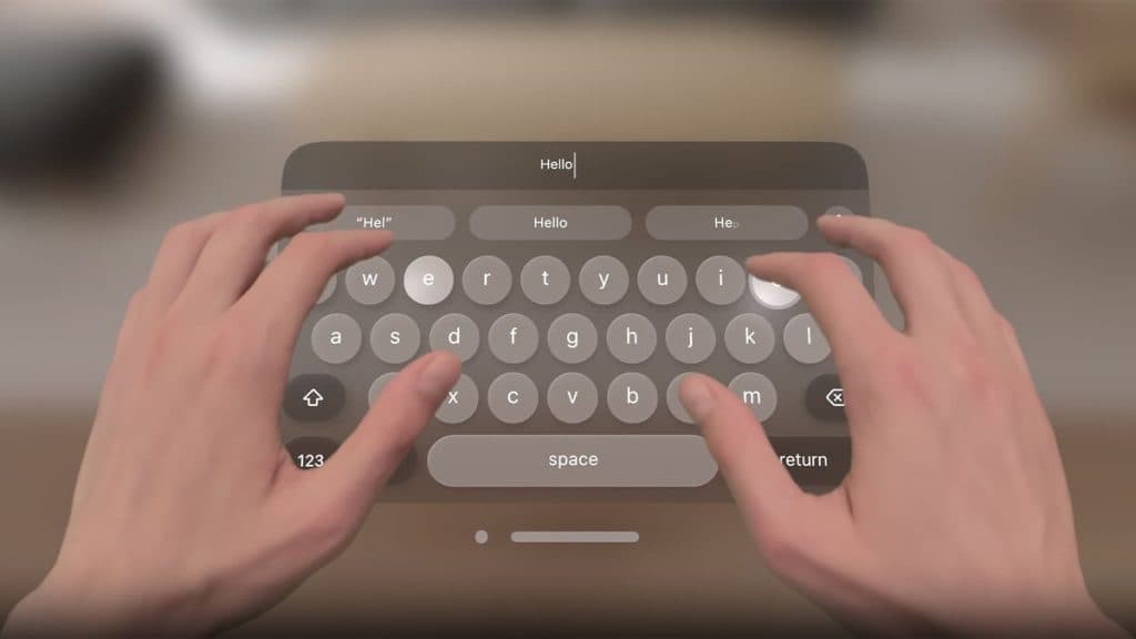 Apple vision Pro virtual keyboard demo