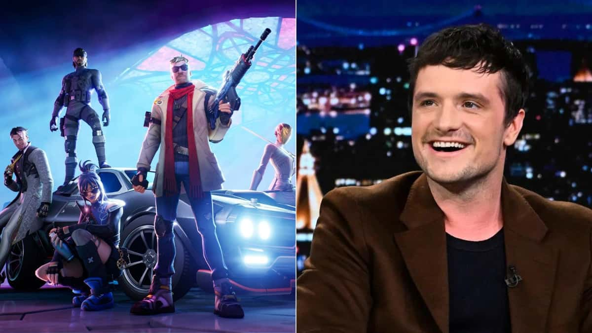 Fortnite Chapter 5 key art and Josh Hutcherson on Fallon