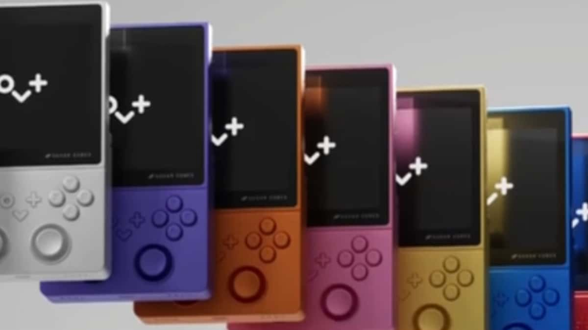 Rotating Handheld in various colors on grey background