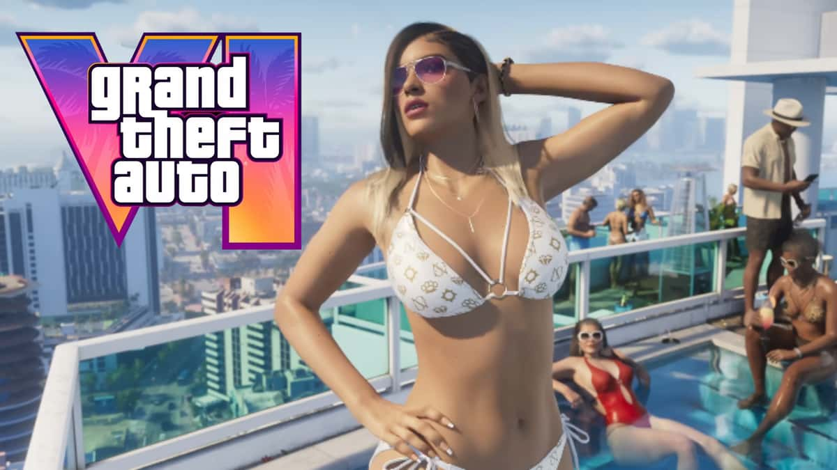 gta 6 trailer bikini model on rooftop