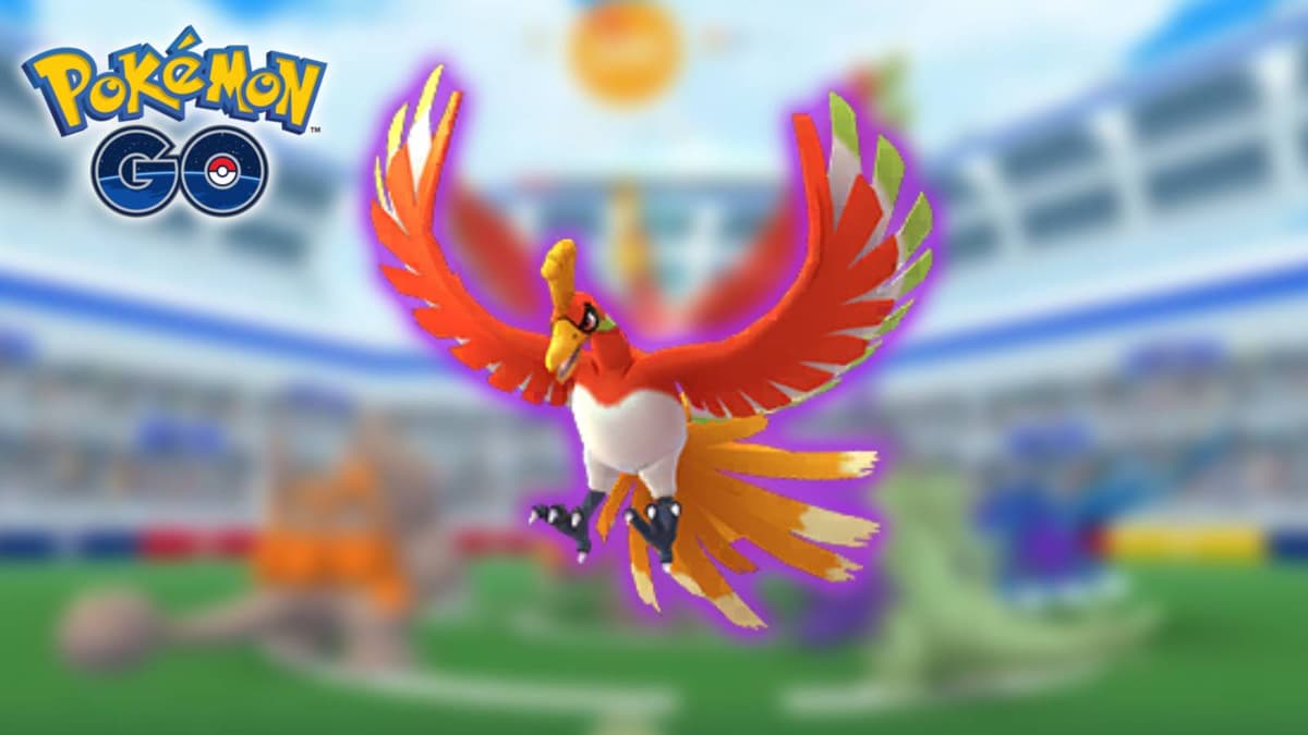 The Legendary Pokemon Ho-Oh appears in a Pokemon Raid