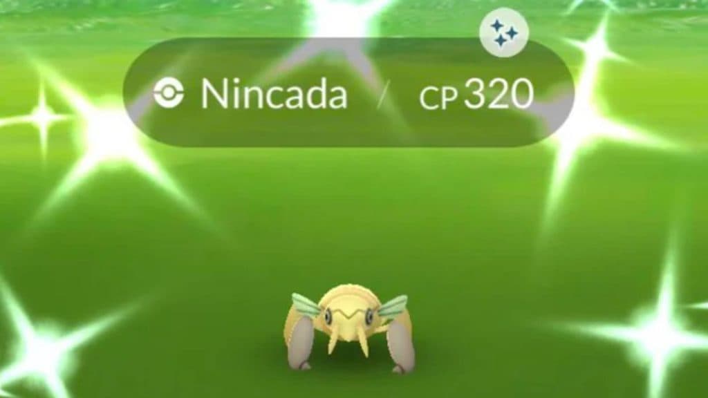 A screenshot from Pokemon Go shows Shiny Nincada