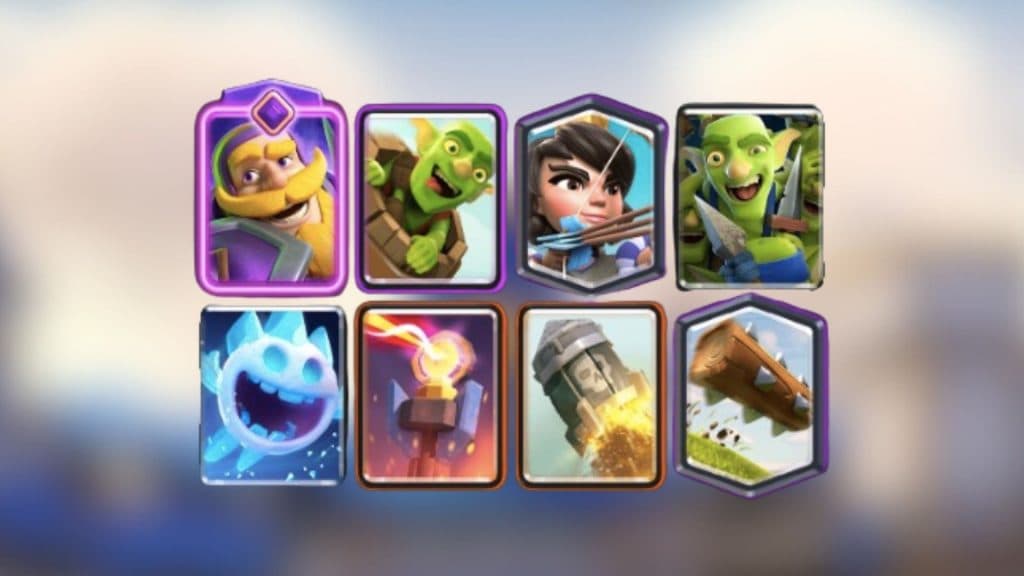 A custom image of the Log Bait deck cards in Clash Royale.