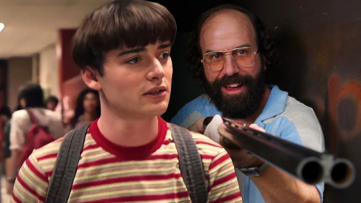 Noah Schnapp and Brett Gelman in Stranger Things