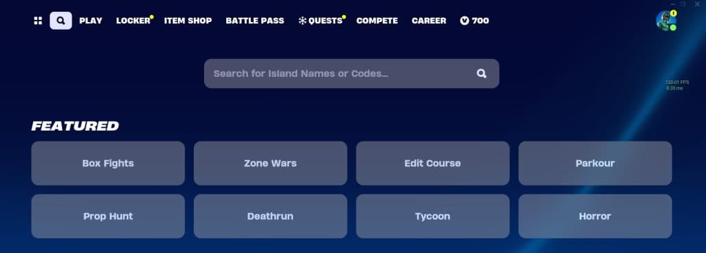 Fortnite Map search bar