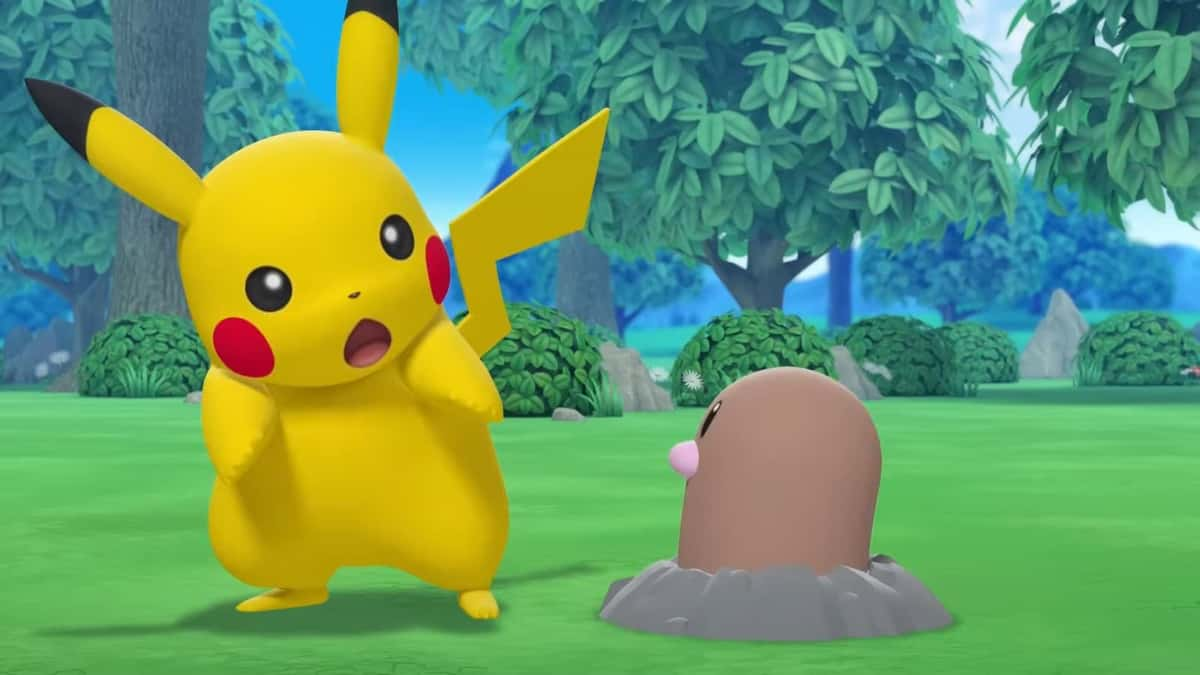 Pikachu and Diglett playing hide and seek in Pokemon anime short