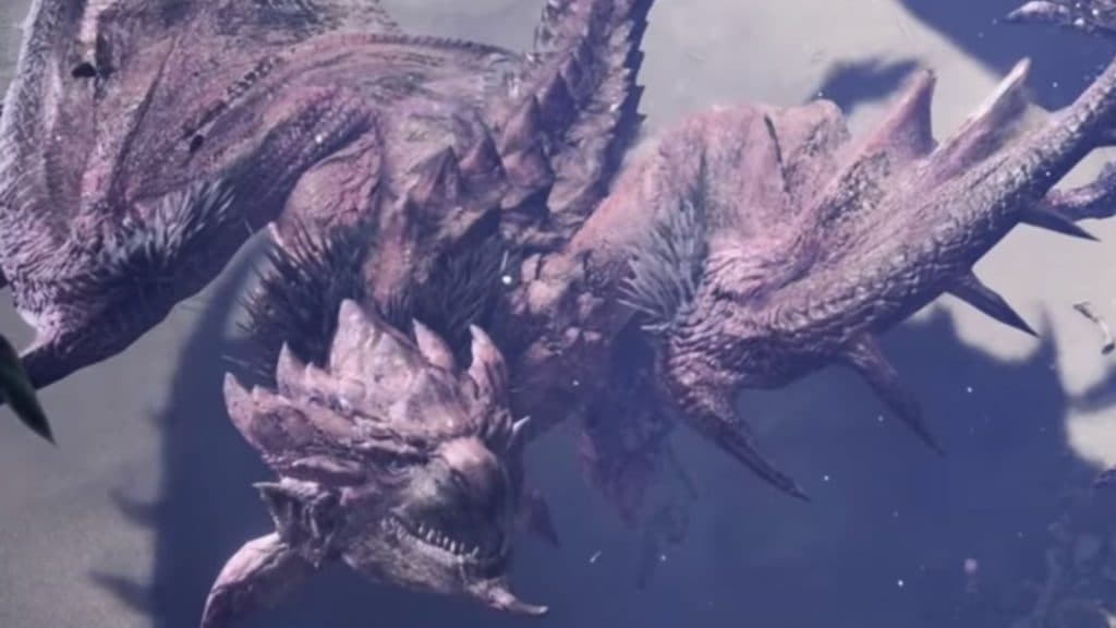 Pink Rathian looking up 