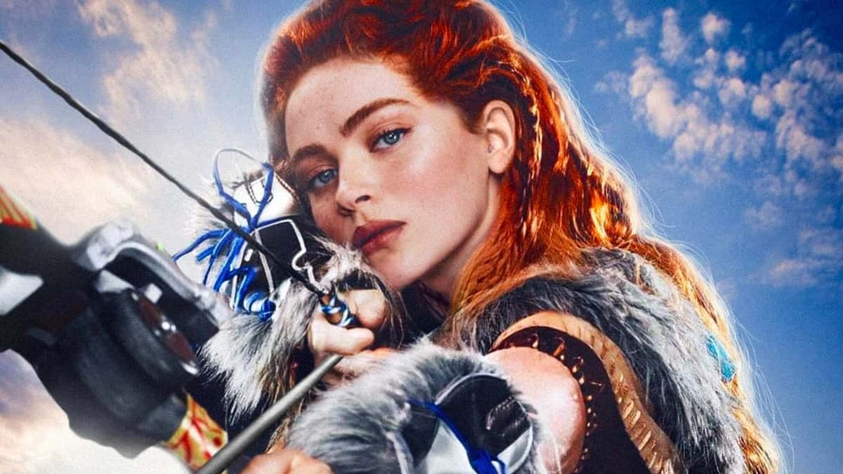 A fake poster of Sadie Sink as Aloy in Horizon Zero Dawn