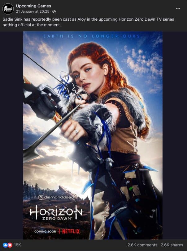 The fake poster of Sadie Sink in Horizon Zero Dawn