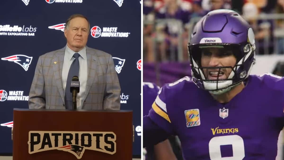 New England Patriots coach Bill Belichick and Minnesota Vikings QB Kirk Cousins