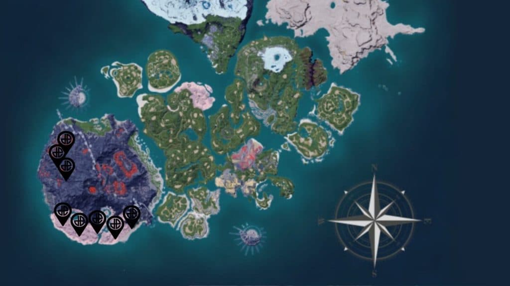 Ragnahawk spawn locations in Palworld.