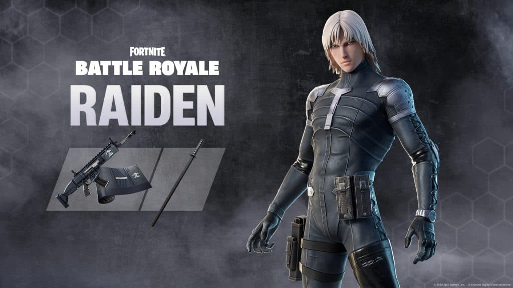 Fortnite MGS Raiden skin and cosmetics in the game.