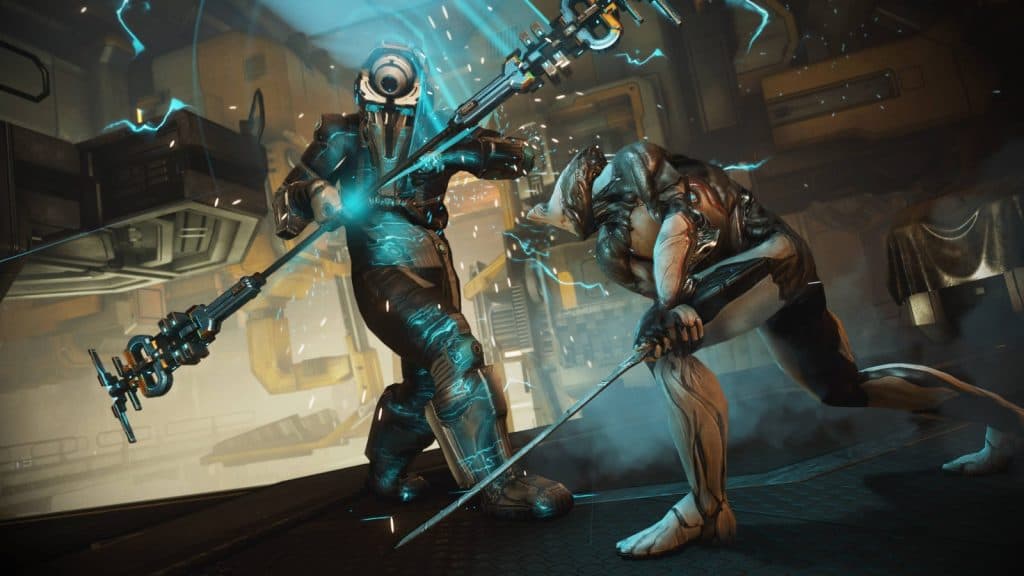 A Tenno fights an enemy in the Dante Unbound update