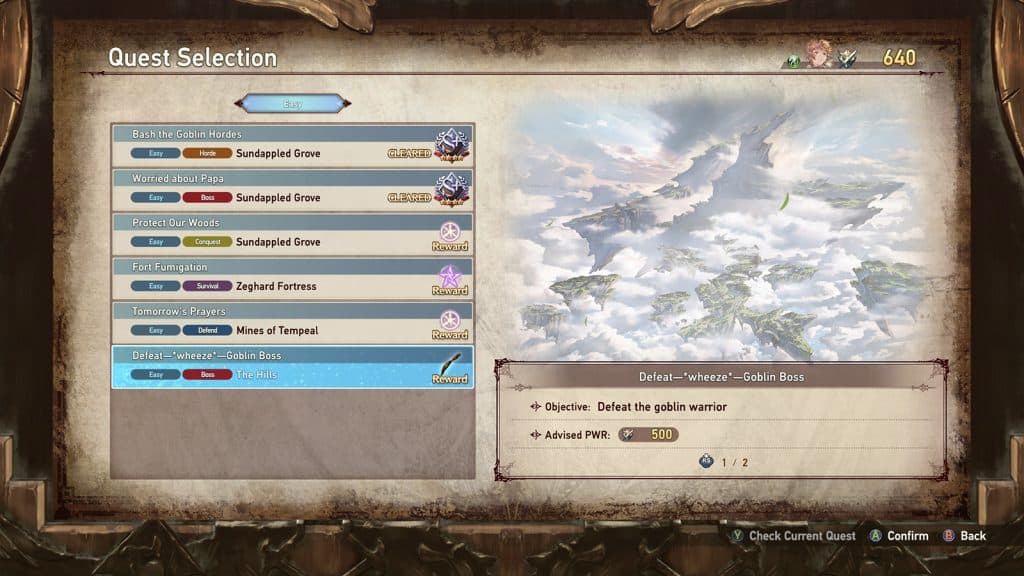 granblue fantasy relink quest screen