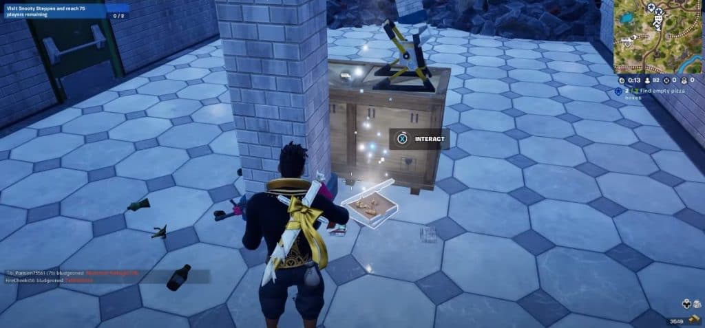 The third empty pizza box location in Fortnite.