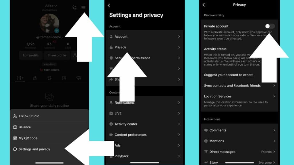 How to make TikTok account private