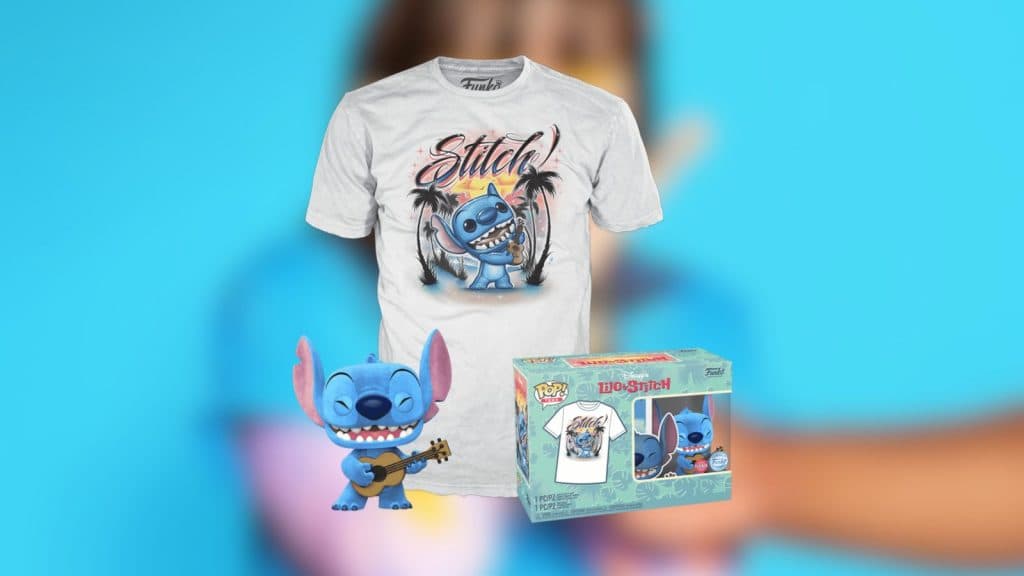 Pop! & Tee Disney Stitch with Ukulele (Flocked) 