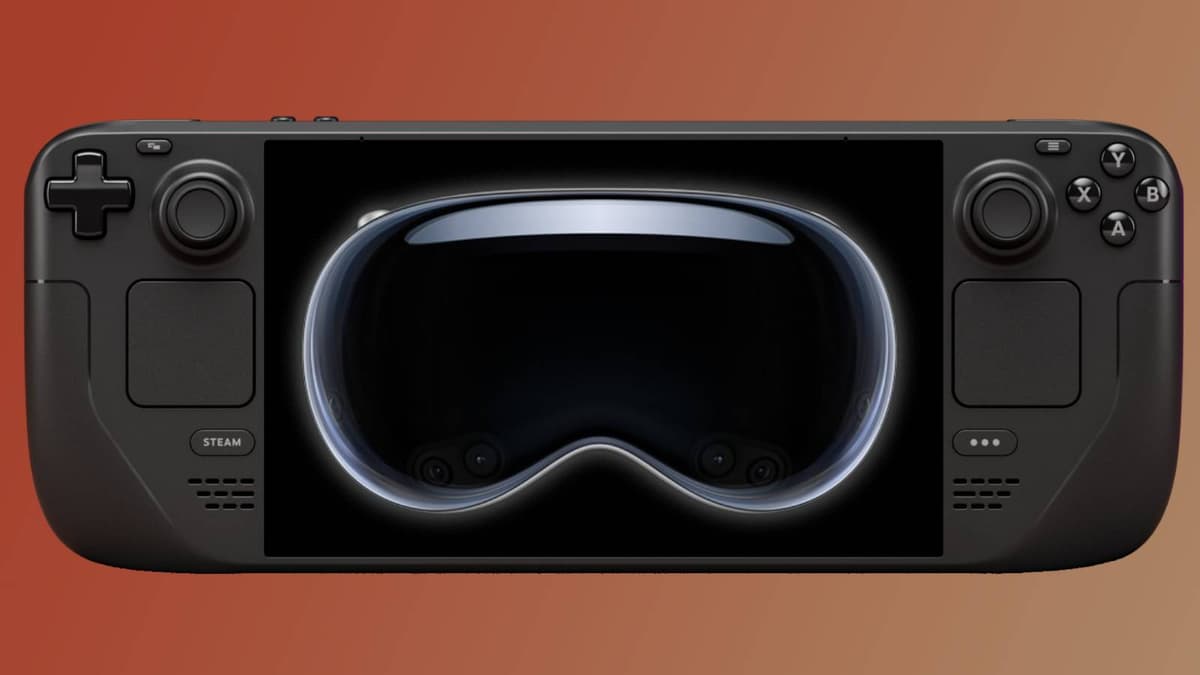 Image of the Apple Vision Pro on the screen of a Steam Deck OLED.