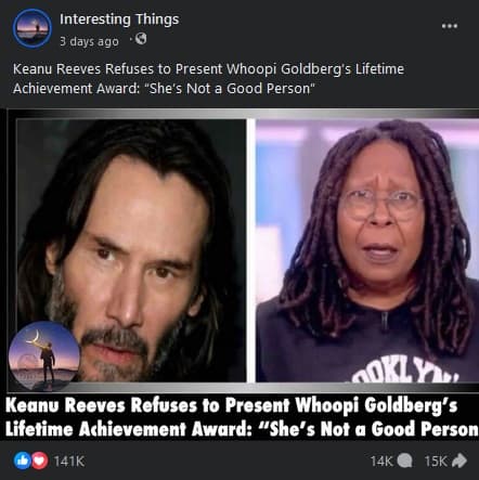 keanu reeves whoopi goldberg fake news