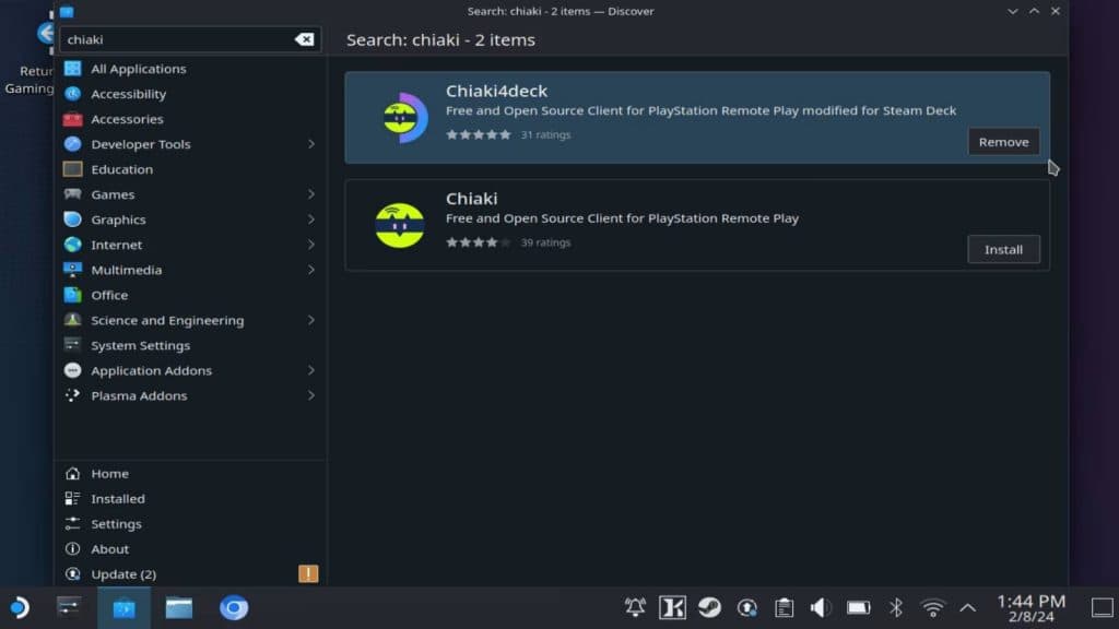 Screenshot of desktop mode on the Steam Deck.