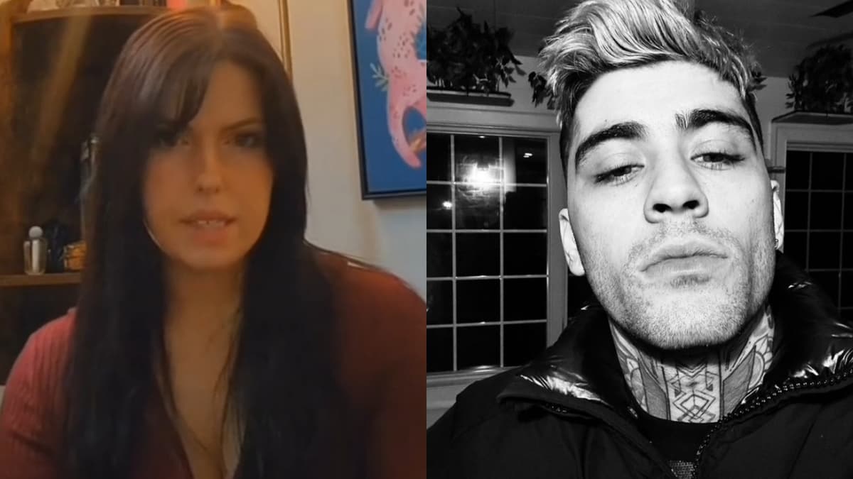 a side-by-side photo of a woman on TikTok and pop singer Zayn Malik