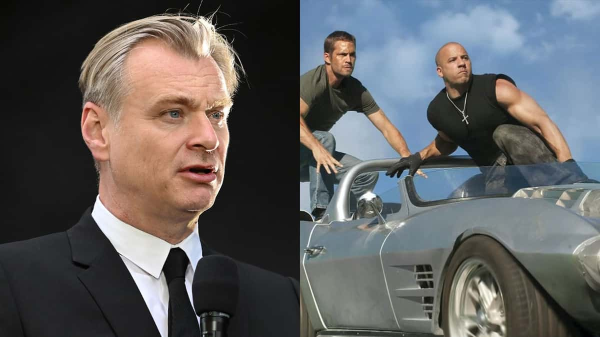 An image of Christopher Nolan besides a still from the Fast and the Furious franchise