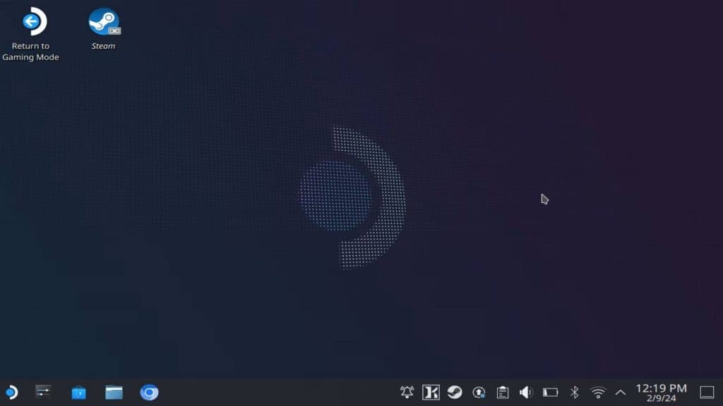 A screenshot of desktop mode of the Steam Deck OLED.