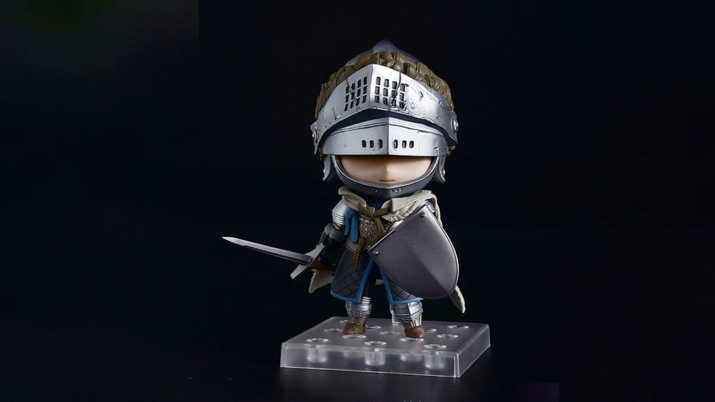 nendoroid of knight from elden ring on black background