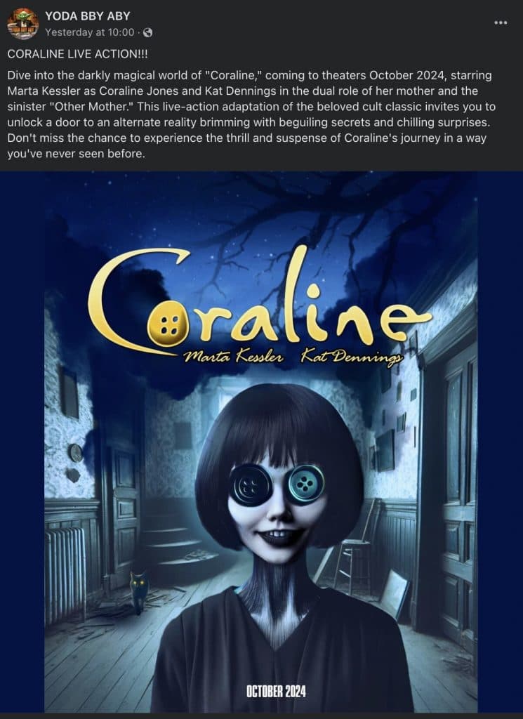 Is a liveaction Coraline movie coming out in 2024? Dexerto