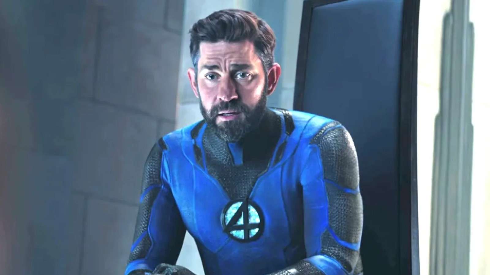 John Krasinski as Reed Richards, talking to Doctor Strange in Mutliverse of Madness